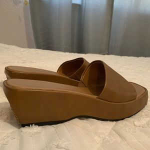 Brown Platform Leather Sandals